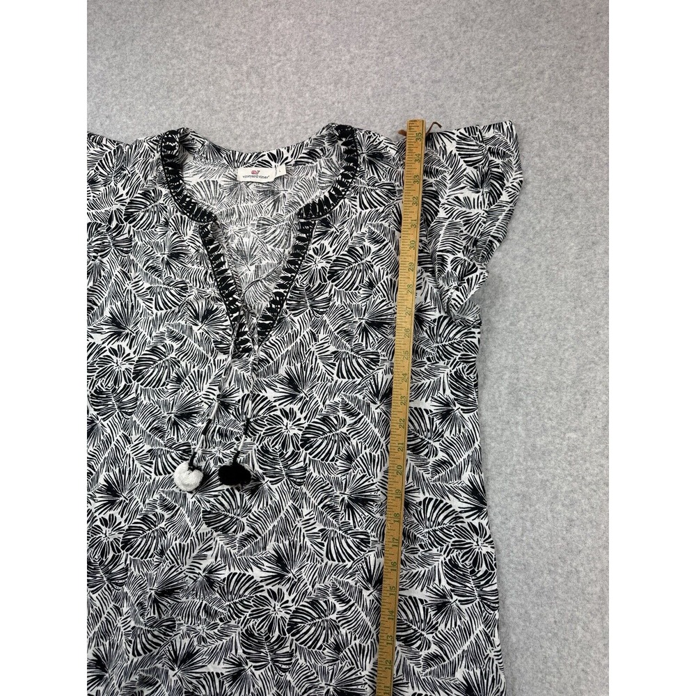 Vineyard Vines Dress Womens Large Gray Palm Leaves Linen Coastal Beach Boho - Picture 3 of 8